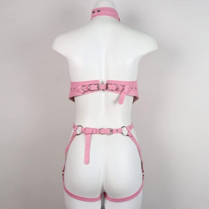 ALMYMM Корсет-нагрудник з шкіри для жінок: сексуальний фетиш-аксесуар для Cosplay, вечірок та клубів (рожевий)