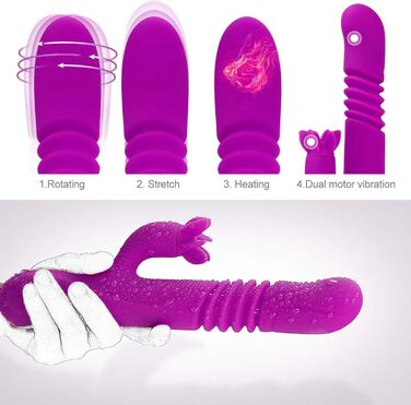 Вібратор жіночий TYDAY з 7 режимами вібрації та 3 режимами розтягування, нагрівається до 40°, подвійний мотор, функції ротації та розширення