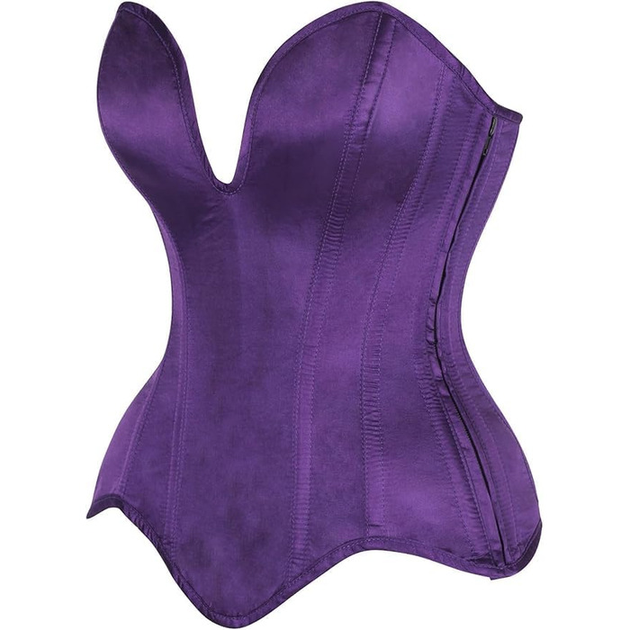 Корсет Daisy Corsets з кісточками, суцільнокроєний, з атласу, з пуговою застібкою, з високою талією, фіолетовий (2X)