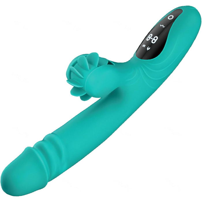 Вібратор для жінок з 9 функціями, нагріванням та стимуляцією G-точки (Rabbit) - зелений