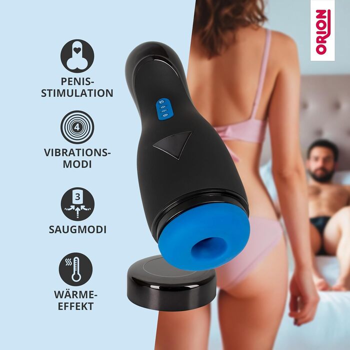 Масажер для чоловіків Orion - інтенсивний стимулятор з функцією нагріву, вібрації та пульсації, чорний, перезаряджається