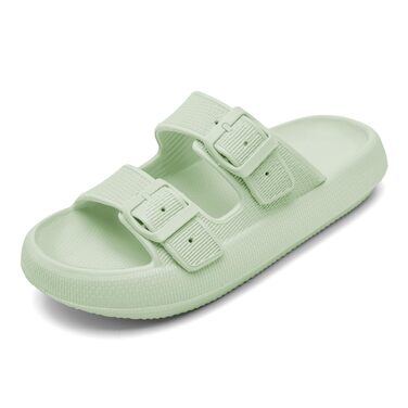 Сланці-хмаринки Cozyslides Original для жінок та чоловіків, зручні сандалії з регульованими ремінцями, протиковзаюча підошва Airfoot, світло-зелені (39/40 EU)
