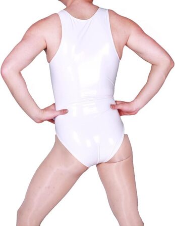 Сексуальний латексний комбінезон з шортами та стрінгами для сцени та вечірок (XXL, Білий)