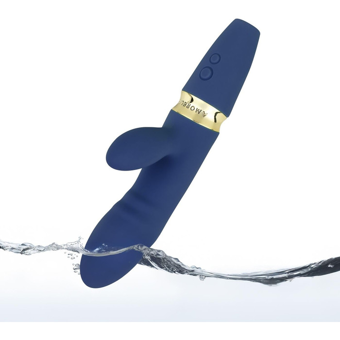 Вібратор AMORELIE Crush – Кролик, 18,5 см, водонепроникний, акумулятор, зелений/блакитний