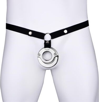 Чоловічий пояс для контролю (кайдани) з нержавіючої сталі - металевий когтей для статевого члена з регульованим замком - набір для кайданів BDSM з кільцями для статевого члена, для чоловіків (L 43 мм)
