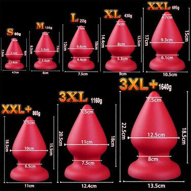 Анальний пробка Leyuye для чоловіків та жінок, початківців, велика (3XL+), червона