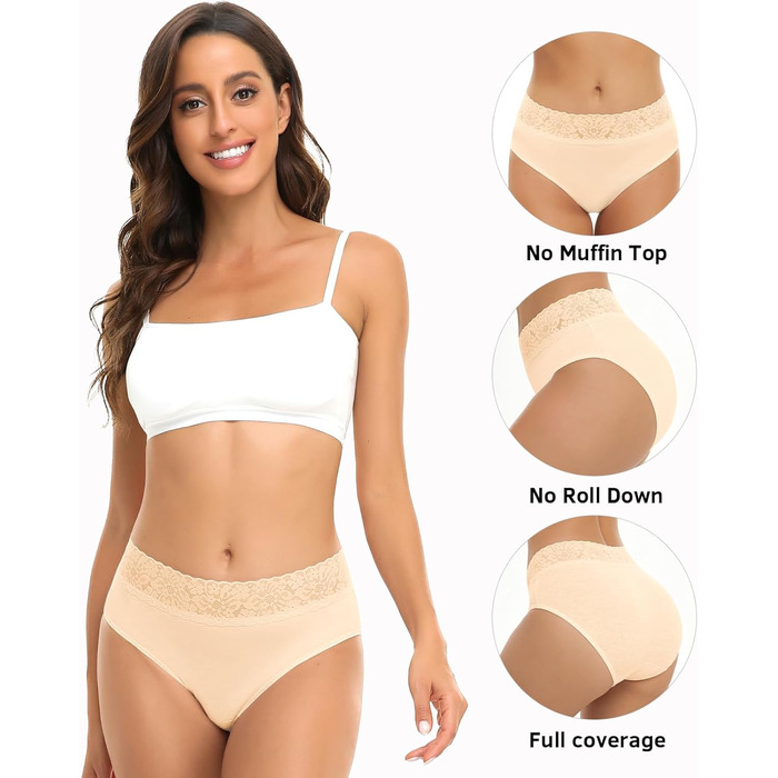 Слідки жіночі Wealurre, бавовна, мереживо, 5 шт. (S, колір тіла)