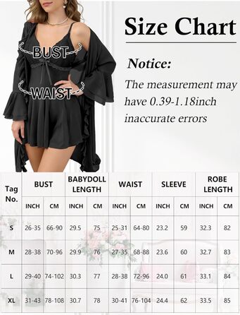 Жіночий комплект білизни AIEOE: мереживний халат-бандаж, нічна сорочка, babydoll, чорний