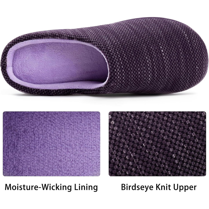 Жіночі домашні капці RockDove з ефектом пам'яті Memory Foam, в'язані (Birdseye Knit), колір баклажан, розмір 38/39 EU