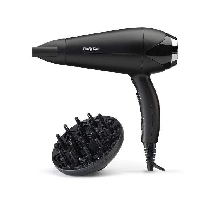 Фен для волосся BaByliss Turbo Smooth D572DE, 2200 Вт, з іонізацією та дифузором, 3 температурні режими, чорний