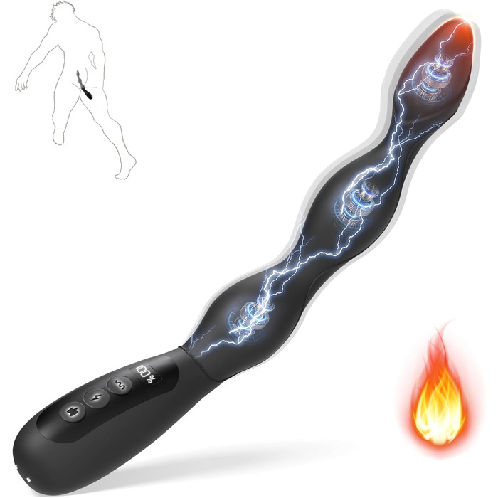 Анальні вібратори для чоловіків з електрошоком та стимуляцією простати, 10 режимів вібрації, 3 режими нагріву. Анальний плагін для чоловіків та жінок. Іграшки для дорослих, анальні плагіни для пар.
