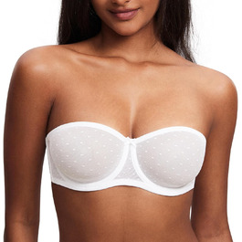Бюстгальтер без бретелек Dobreve для великих грудей, мереживний, прозорий, білий, 90B