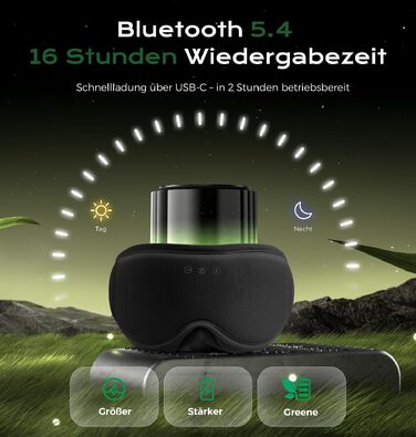 Маска для сну з Bluetooth-навушниками MUSICOZY, 3D бамбукова бавовна, колір темний
