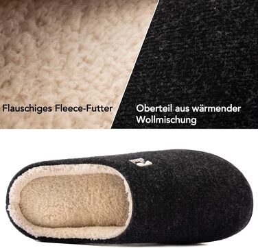 Чоловічі домашні капці RockDove з підкладкою шерпа та ефектом пам'яті Memory Foam, розмір 42/43 EU, чорні