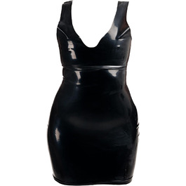 Латексне міні-плаття Rubberfashion - коротке латексне плаття, відкриті руки, бретельки, V-подібний виріз - жіночі сукні для жінок, чорний, 0.4 мм