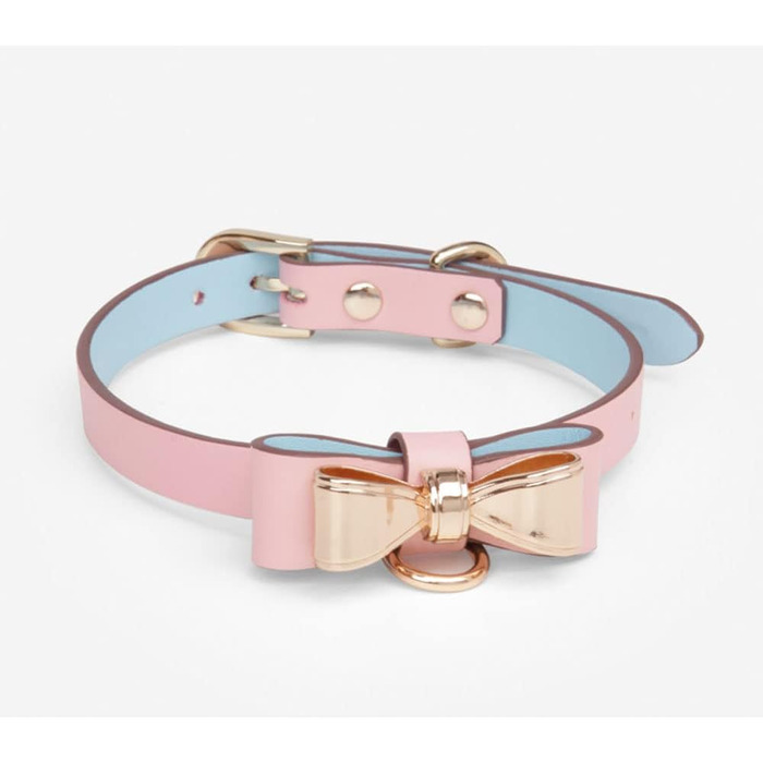 Ошийник-нашийник SM з бантиком, регульований, рожевий (35-43 см)