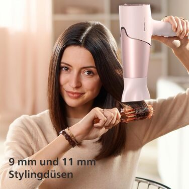Фен для волосся Philips 5000 Series BHD530/20 з технологією ThermoShield, дифузором для об'єму та насадками-концентраторами 9 та 11 мм, колір перламутр