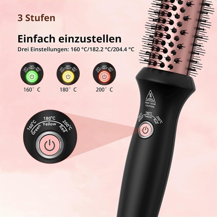 Мультифункціональний стайлер для волосся 6 в 1 UKLISS Air Styler Set: фен-щітка, локатор, випрямляч та дифузор, 1000 Вт, LCD-дисплей, колір Rose Gold