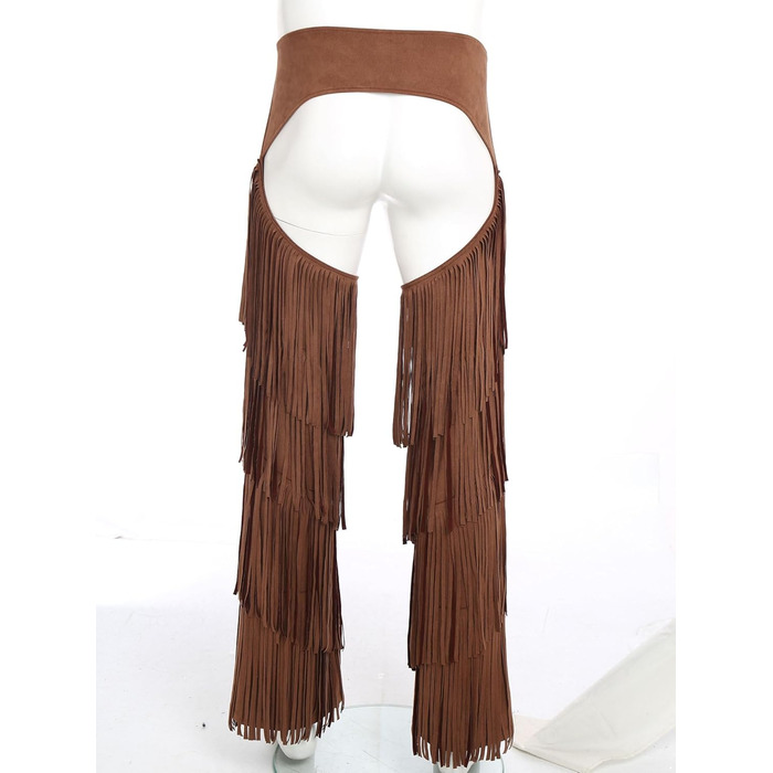 Чоловічі штани-ковбойські в стилі вестерн MSemis з бахромою, з регульованим поясом для вечірок, карнавалу та фестивалів, костюм (темно-коричневий, XL)