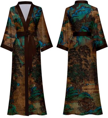 Легкий жіночий халат з атласу: сексуальний кімоно, сауна, ванна, спа. Колір: коричневий (Весняне Долина). Єдиний розмір.