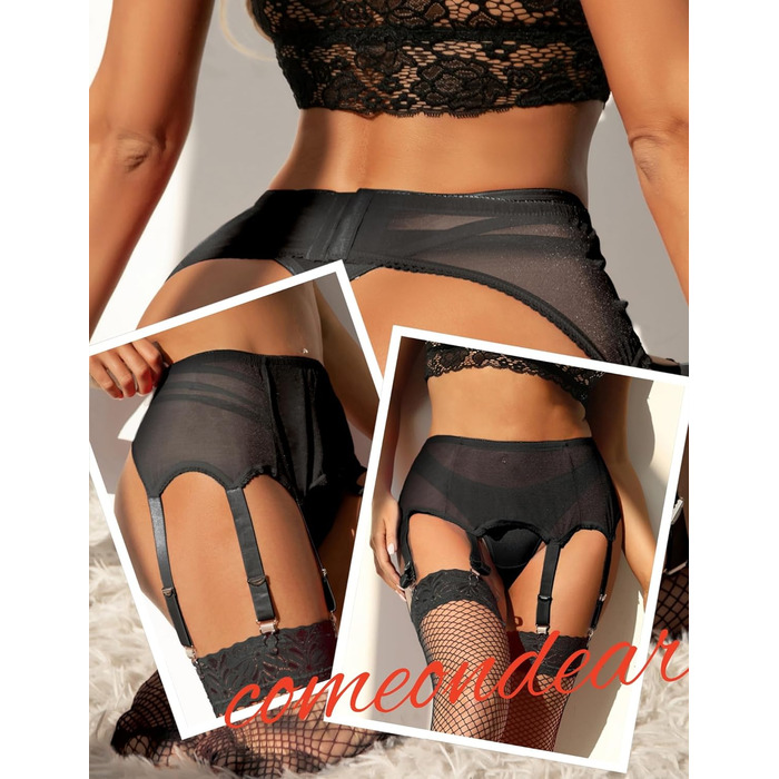 Сексуальний широкий корсет-стрінг з ремінцями Comeondear для жінок, комплект спідньої білизни, чорний, M-L