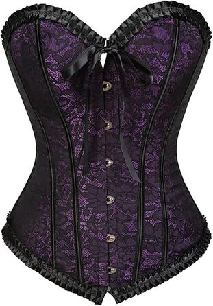 Корсет-топ CSKJ для жінок: готичний, вінтажний, з мереживом, для повних грудей, фігуруючий, з кісточками, для вечірок, свят, Хелловін, Фашинг (A10_Lila, M)