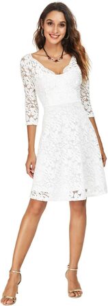 Сукня Atnlewhi жіноча вінтажна з мереживом, квітковий дизайн, без бретелек, елегантна, трапецієподібна, міні, для вечірки, коктейлю, весілля, білий, розмір M