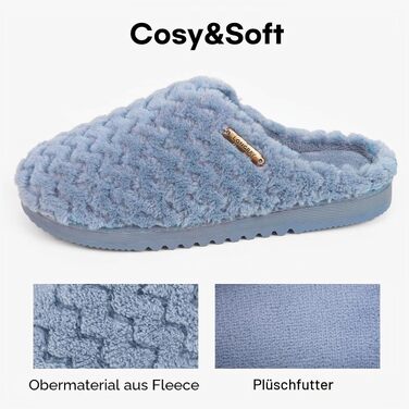 Жіночі домашні капці LongBay з ефектом пам'яті Memory Foam та плюшевим підкладом, протиковзкі капці (розмір 38/39 EU, сині)
