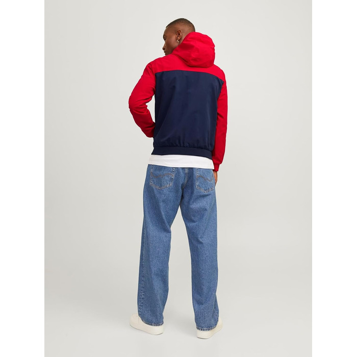 Чоловіча куртка-бомбер з капюшоном JACK & JONES Jjerush Hood Bomber Noos, чорно-біла (XS)