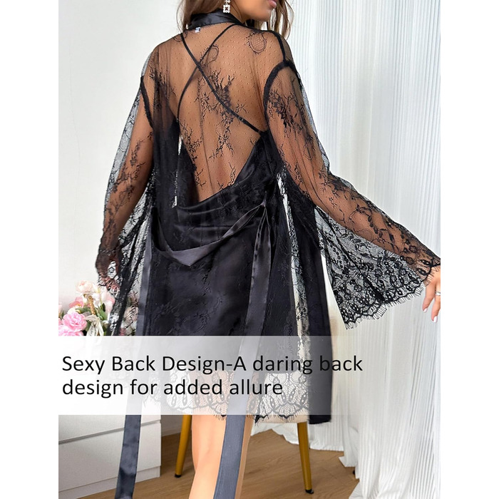 Халат жіночий FEOYA з короткими рукавами, нічна сукня, легкий неглиже з поясом, сукня-бабідол, білизна, нічна сорочка (білий/чорний, M)