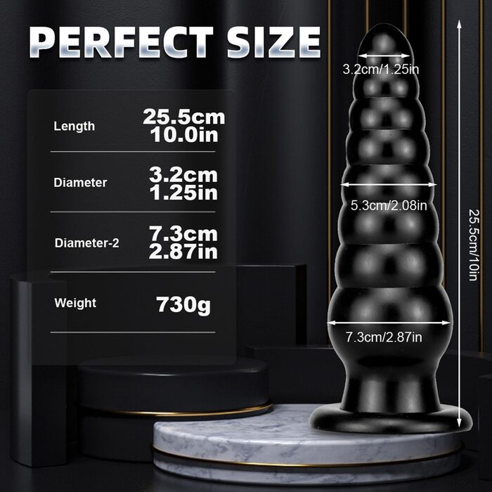 Анальні секс-іграшки YXBLV - великий плагін з сильною присоскою, гнучкий дилда, стимулятор G-точки, 25.5 см, чорний