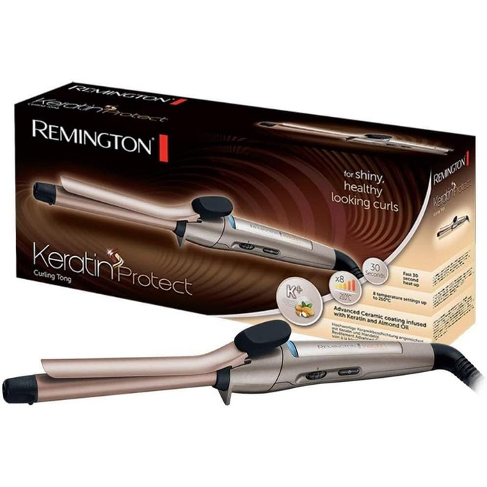 Випрямляч для волосся Remington S8540 з керамічним покриттям, кератином та мигдальною олією, LCD-дисплей, 10 температурних режимів (150-230°C), чорний