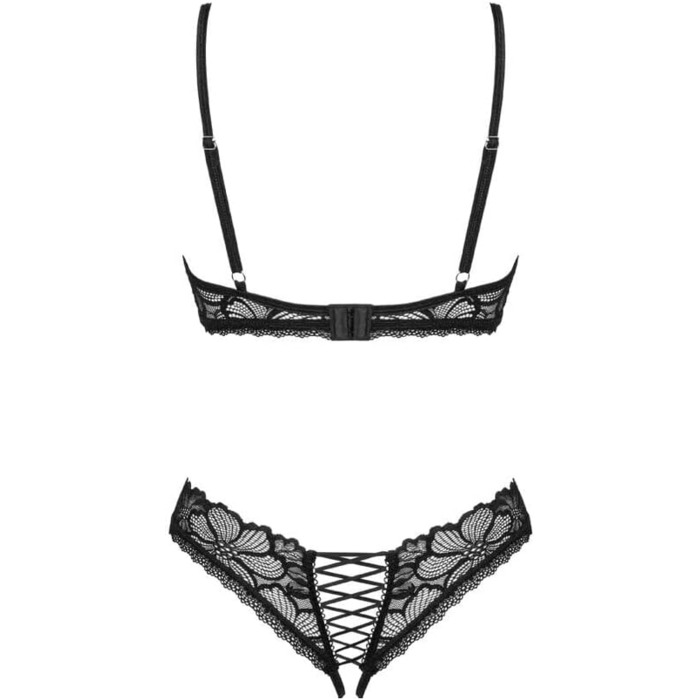Сексуальний жіночий комплект білизни Selente Love & Fun: бюстгальтер, труси та шовкова маска для очей (XS-S, чорний мереживний)