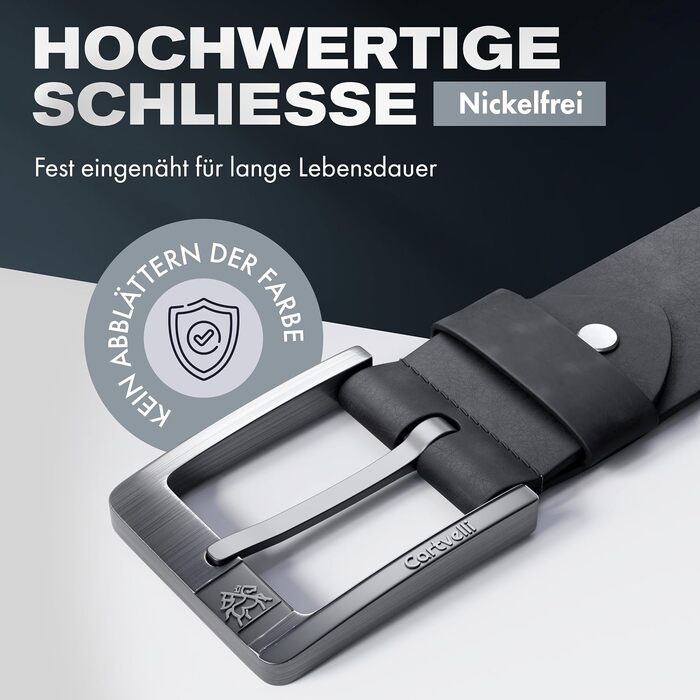 Шкіряний чоловічий ремінь Premium Made in Germany, натуральна шкіра, 40 мм, чорний (кавіар), 100 см (загальна довжина 115 см) для джинсів та костюмів, у подарунковій коробці