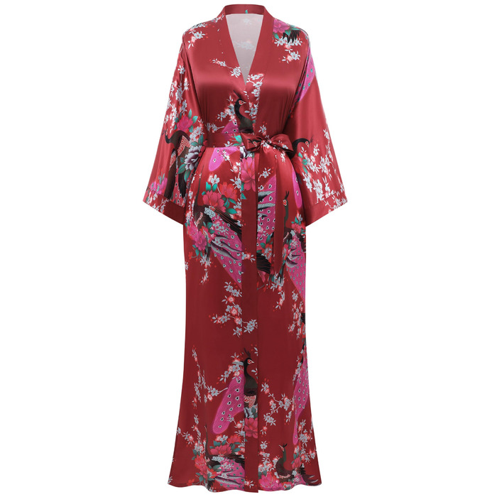 Халат жіночий шовковий максі з квітковим принтом, Babeyond