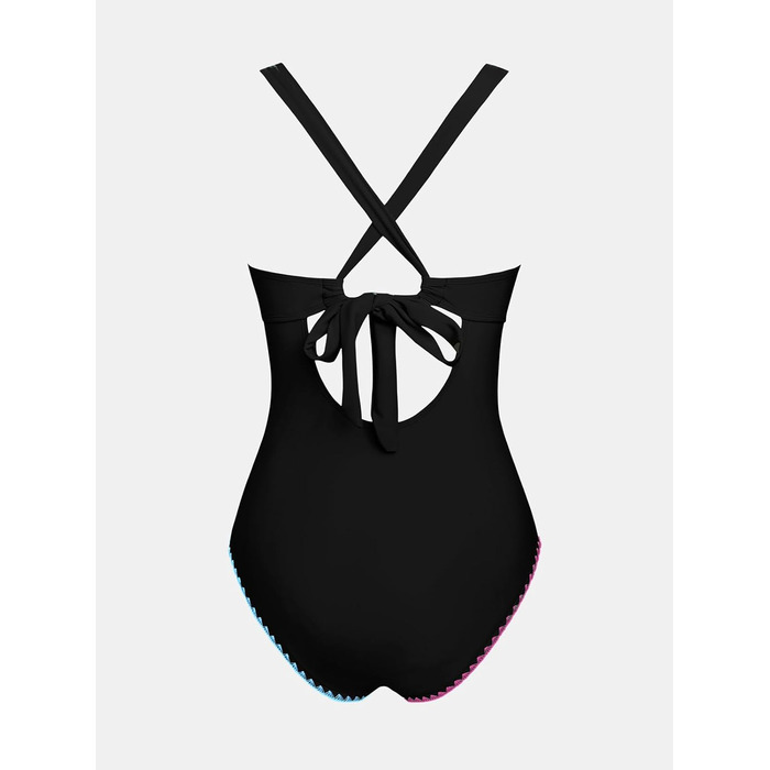 CUPSHE Цілісний купальник з V-подібним вирізом, регульовані бретелі, драпірування (Чорний, М)