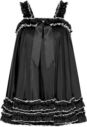 Чорне мереживне боді-сукня Satini Dessous Sissy з рюшами, XXL – для косплею та перевдягання