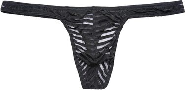 Чоловічий G-String Faringoto, смугастий, сітка, прозорий, низька талія, U-подібний вигин (XL, Чорний)