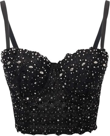 Жіночий корсетний бюстгальтер-топ Bustier чорного кольору, розмір M — сексуальна білизна та одяг для клубів