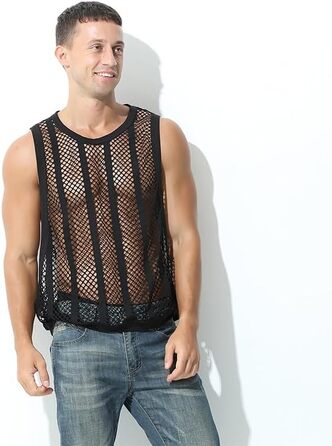Чоловіча сітчаста жилетка YAHWULAI: стильна жилетка без рукавів з прозорою сіткою, 1 шт.