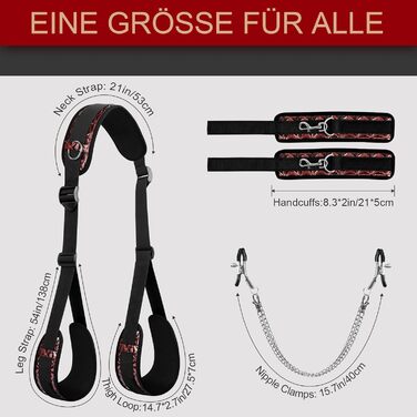 Набір для БДСМ-ігор для пар: наручники, мотузки, пов'язки для ніг (темно-червоний)