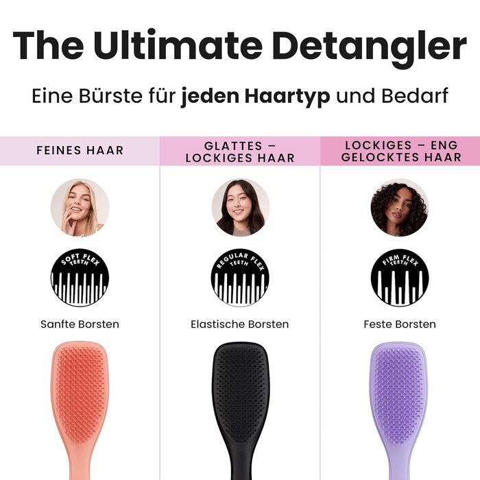 Щітка для волосся Tangle Teezer Ultimate Detangler для вологого та сухого волосся, розплутувальна щітка для всіх типів волосся, чорна