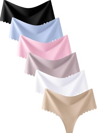 Тонгі жіночі, висока талія, безшовні, 6 шт. у наборі, хвилястий край, сексуальні труси, F - багато кольорів, розмір L