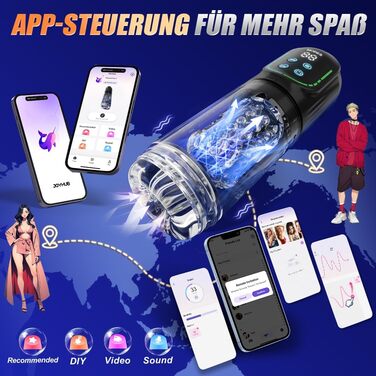 Електричний мастурбатор для чоловіків з телескопічною функцією, ротацією та функцією всмоктування. Реалістична імітація орального сексу, іграшка для чоловіків.