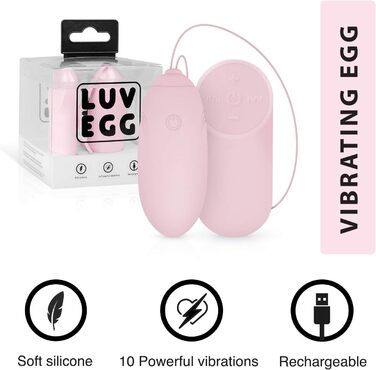 Вібраційний масажер LUV EGG з пультом керування - для пар та початківців. 10 режимів, водонепроникний, перезаряджається, зелений (рожевий)