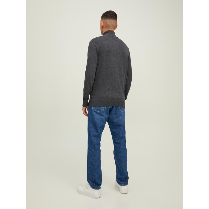 Чоловічий в'язаний кардиган Jack & Jones з чверть-застібкою на блискавці, однотонний (Розмір: L, Колір: Rosin)