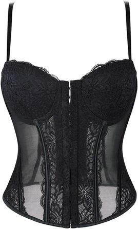 Топ-корсет жіночий у стилі Ренесанс з сітчастими вставками для вечірніх образів – побачення, осінній стиль, милий кроп-топ для вечірки, клубу, танк з корсетним шнуруванням #04-чорний XS