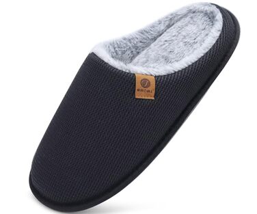 Чоловічі домашні капці ONCAI з ефектом пам'яті Memory Foam, підкладкою зі штучного хутра та гумовою підошвою, чорні, розмір 45 EU
