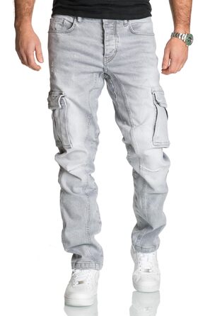 Чоловічі джинси-карго REPUBLIX Regular Slim з ефектом Destroyed, сірі (R7977, 30W/30L)