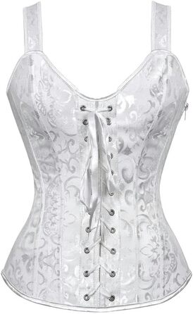 Корсет для жінок YLCYDLYU Jacquard з відкритими плечима, великий розмір, корсет-топ, корсет-бюстгальтер, стимпанк, шнуровка, кістки, білий XXL